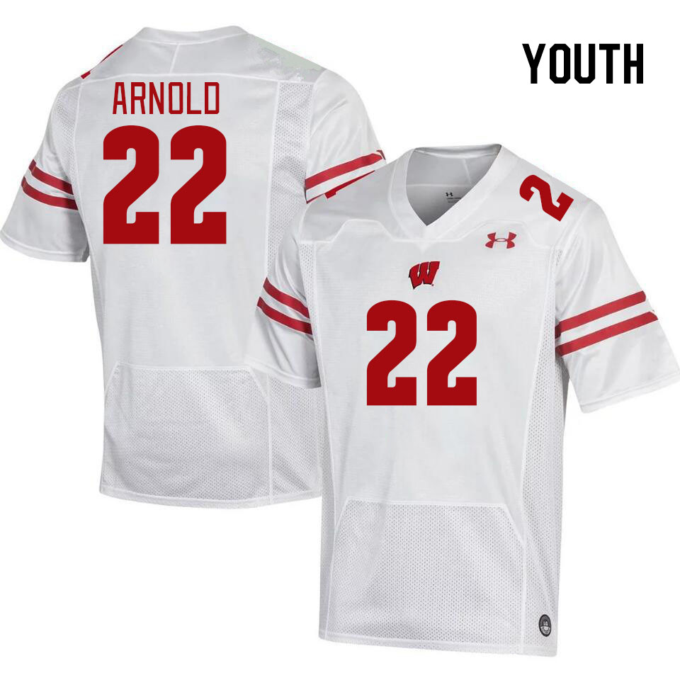 Youth #22 Jace Arnold Winsconsin Badgers College Football Jerseys Stitched Sale-White